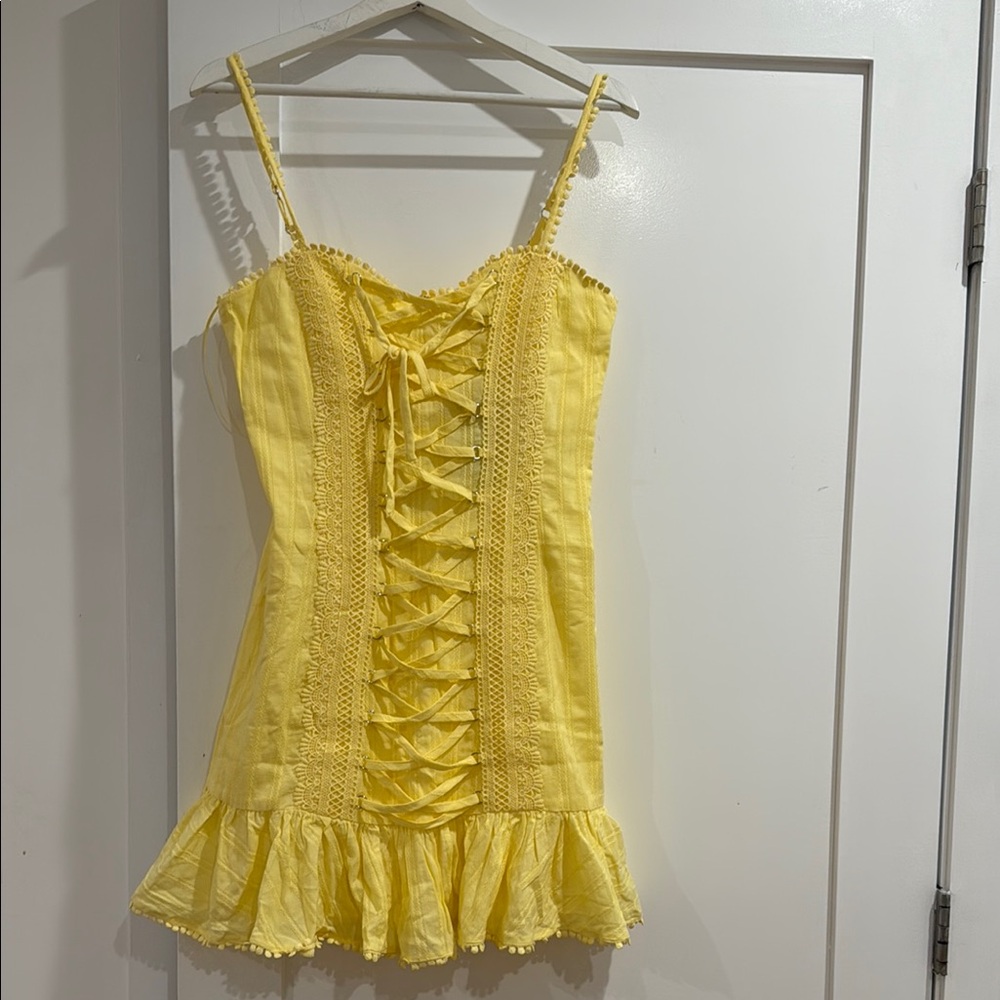 Fashion Nova Yellow Ruched Ruffled Mini Dress